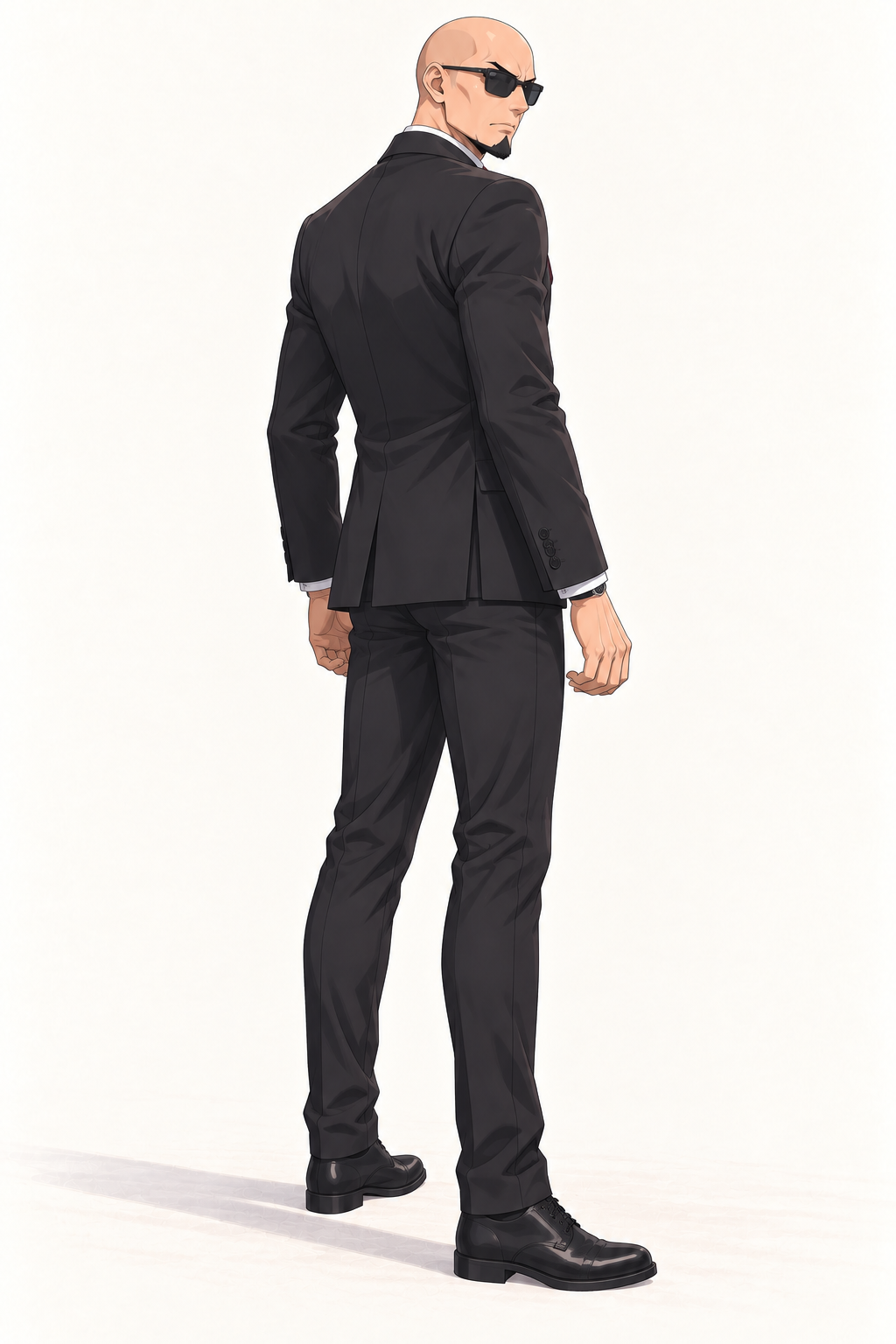 Reiner looks back over his shoulder in a fitted dark suit and sunglasses.