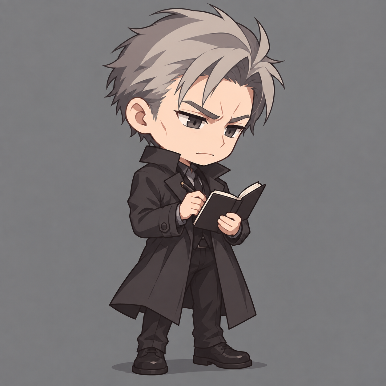 Inspector Leo chibi: taking notes.